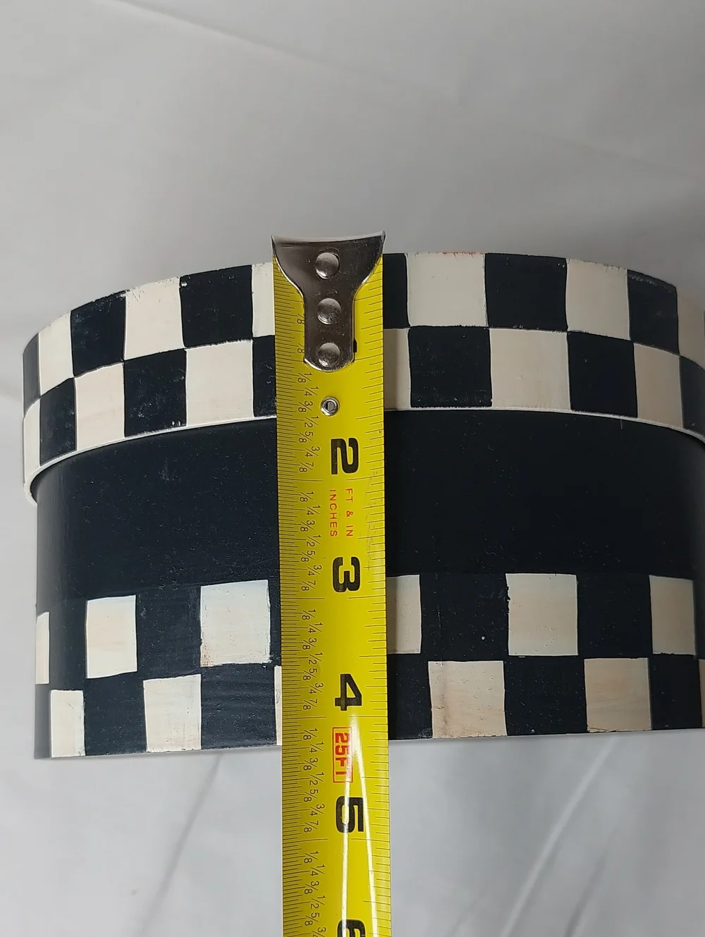 Decorative Black & White Check Farmhouse Storage Hat Boxes - Set of 3